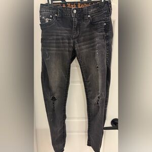 Rock Revival Distressed Charcoal Skinny Jeans